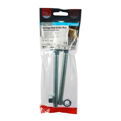 Carriage Bolt & Hex Nut - BZP