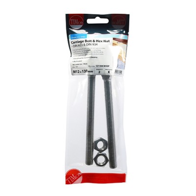 Carriage Bolt & Hex Nut -A2 SS