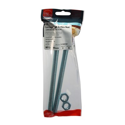 Carriage Bolt & Hex Nut - BZP