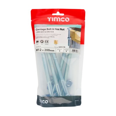 Carriage Bolt & Hex Nut - BZP