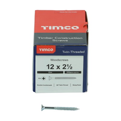 Twin Woodscrew PZ3 CSK Zinc