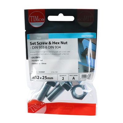 Set Screw & Hex Nut - BZP