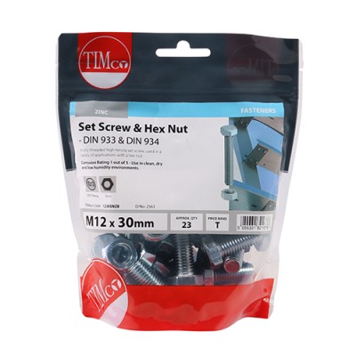 Set Screw & Hex Nut - BZP
