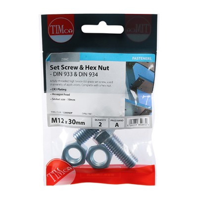 Set Screw & Hex Nut - BZP
