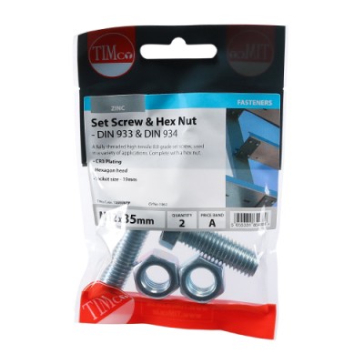 Set Screw & Hex Nut - BZP