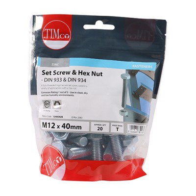 Set Screw & Hex Nut - BZP