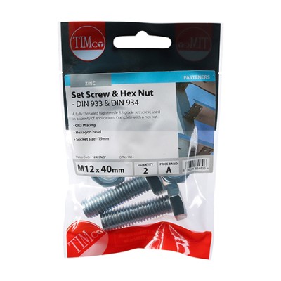 Set Screw & Hex Nut - BZP