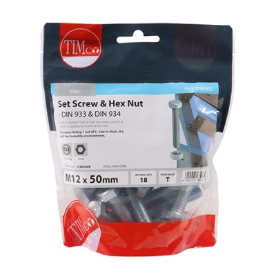 Set Screw & Hex Nut - BZP