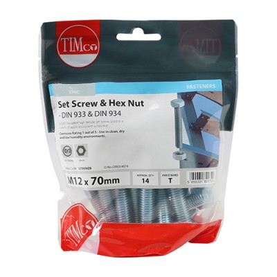Set Screw & Hex Nut - BZP