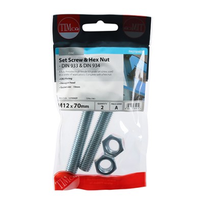 Set Screw & Hex Nut - BZP