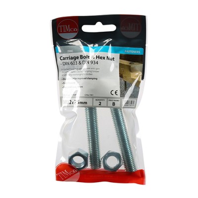 Carriage Bolt & Hex Nut - BZP