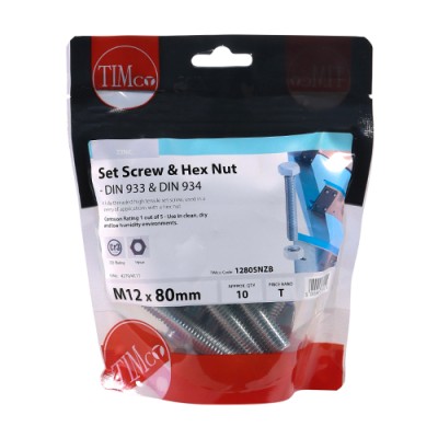 Set Screw & Hex Nut - BZP