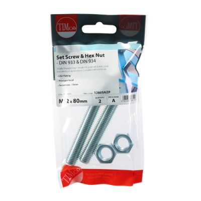 Set Screw & Hex Nut - BZP