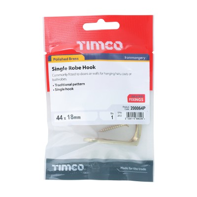 Single Robe Hook Pol. Chrome