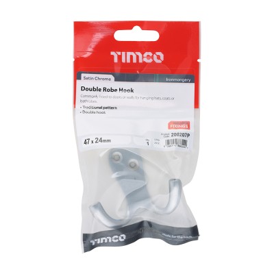 Double Robe Hook Pol. Brass