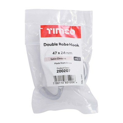 Double Robe Hook Pol. Brass