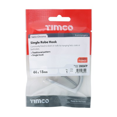 Single Robe Hook Pol. Brass