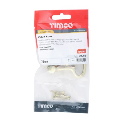 Cabin Hook Pol. Brass