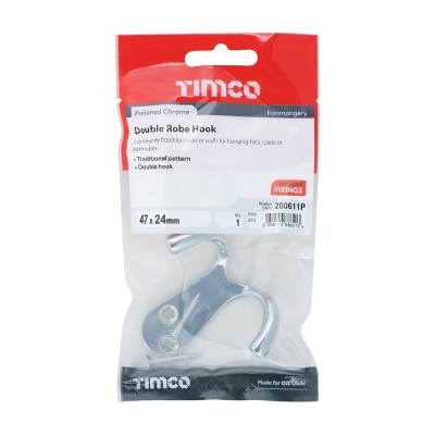 Double Robe Hook Sat. Chrome