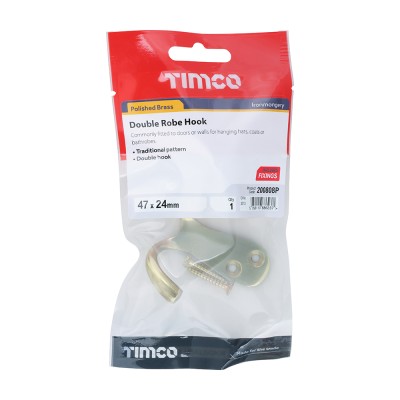 Double Robe Hook Pol. Chrome