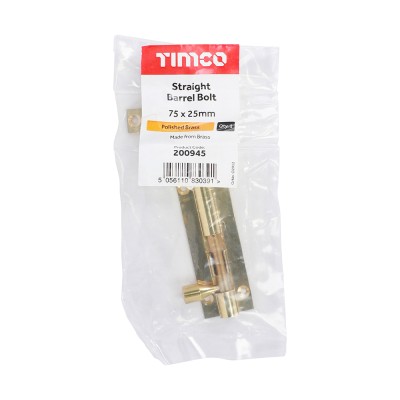 Str. Barrel Bolt Pol. Brass