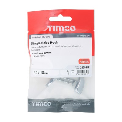 Single Robe Hook Sat. Chrome