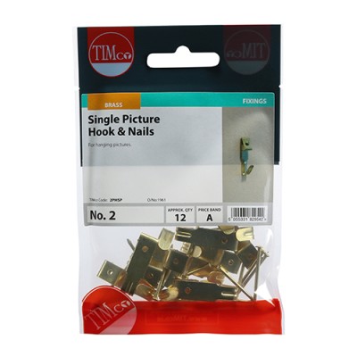 Picture Hook & Nails - E/Brass