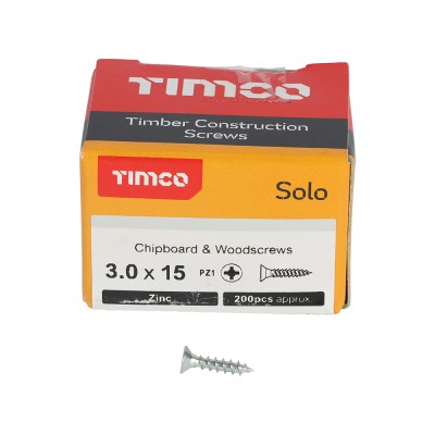 Solo Woodscrew PZ1 CSK Zinc