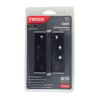 13 Fire Door Hinge Matt BLK SS