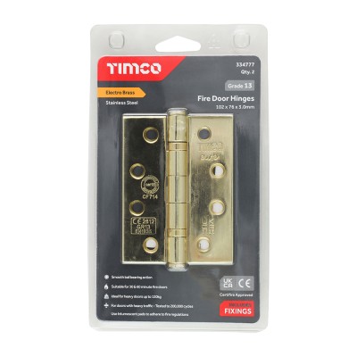 13 Fire Door Hinge E/Brass SS