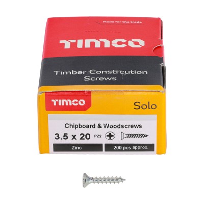 Solo Woodscrew PZ2 CSK Zinc