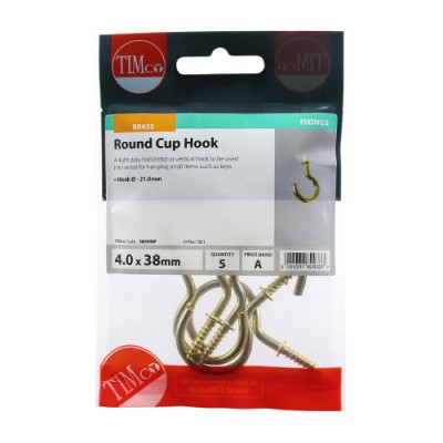 Round Cup Hook - White