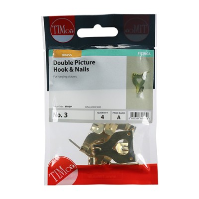 Picture Hook & Nails - E/Brass