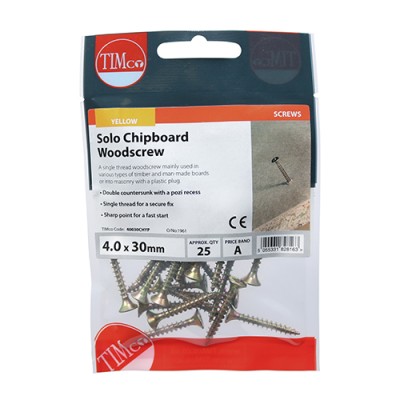 Solo Woodscrew PZ2 CSK - ZYP