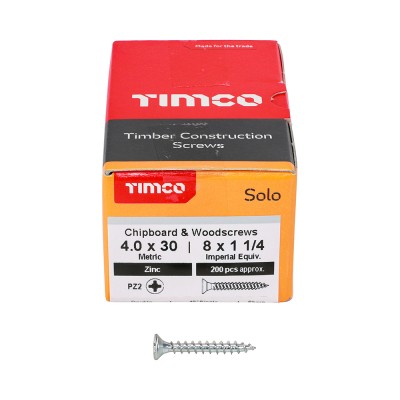 Solo Woodscrew PZ2 CSK Zinc