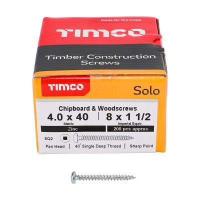 Solo Woodscrew SQ2 PAN Zinc