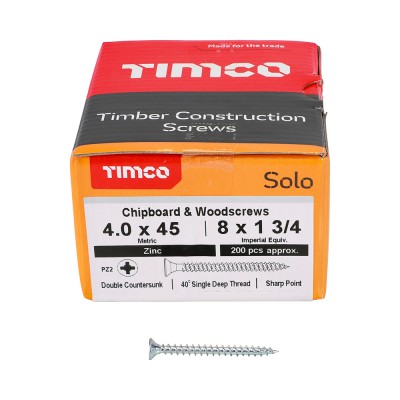 Solo Woodscrew PZ2 CSK Zinc