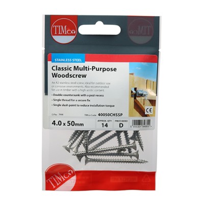 Classic Screw PZ2 CSK - A2 S/S