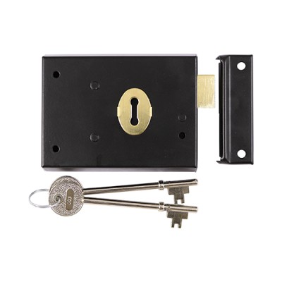 Rim Sash Lock Fluted - Black