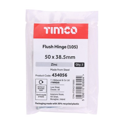Flush Hinge ZINC