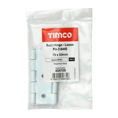 Butt Hinge Loose Pin WHITE