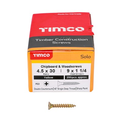 Solo Woodscrew PZ2 CSK ZYP