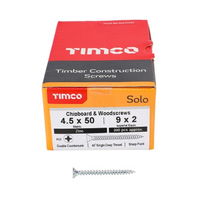 Solo Woodscrew PZ2 CSK Zinc
