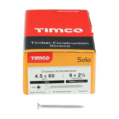 Solo Woodscrew PZ2 CSK Zinc