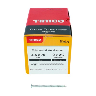 Solo Woodscrew PZ2 CSK Zinc