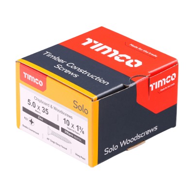 Solo Woodscrew PZ2 CSK Zinc
