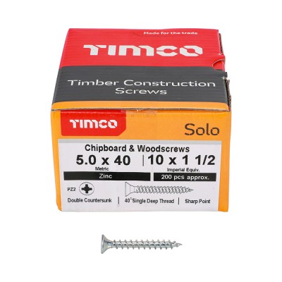 Solo Woodscrew PZ2 CSK Zinc