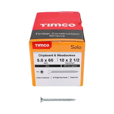 Solo Woodscrew PZ2 CSK Zinc