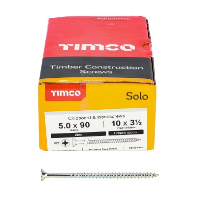 Solo Woodscrew PZ2 CSK Zinc