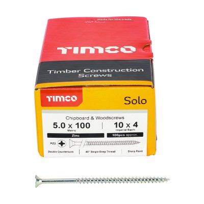 Solo Woodscrew PZ2 CSK Zinc